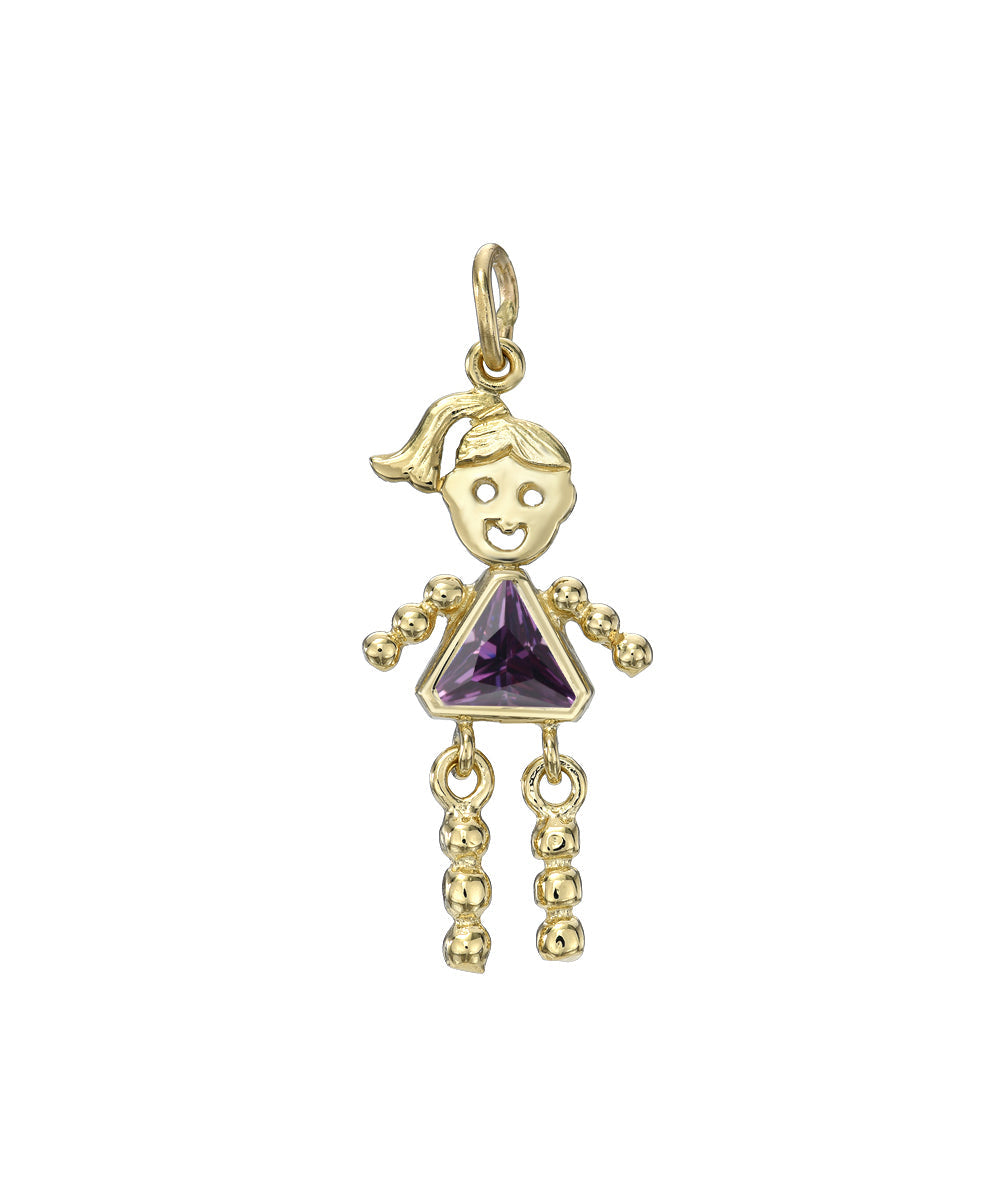 14 Karat Gold Girl Birthstone Baby Charm