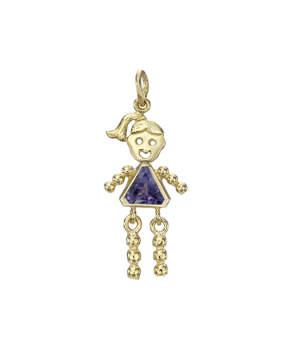 14 Karat Gold Girl Birthstone Baby Charm Only