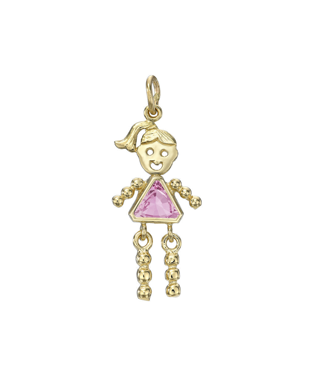 14 Karat Gold Girl Birthstone Baby Charm Only
