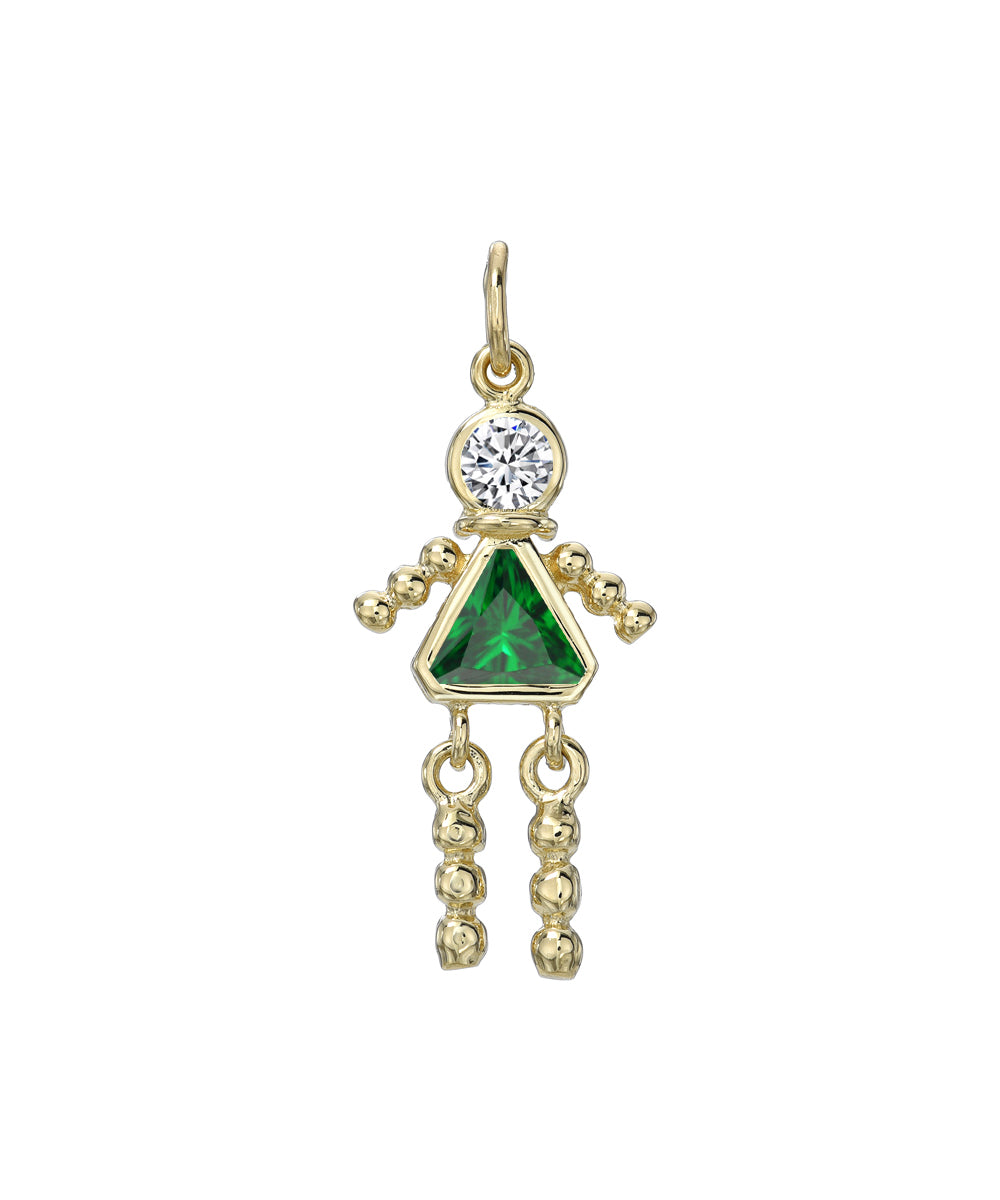 14 Karat Gold Girl Birthstone Baby Charm Only