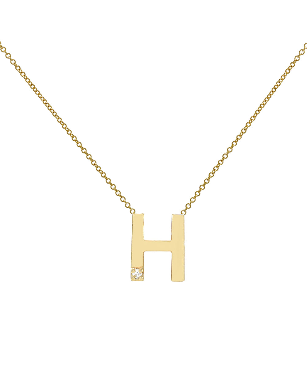 14KT Yellow Gold Initial Diamond Necklace 0.005 CT
