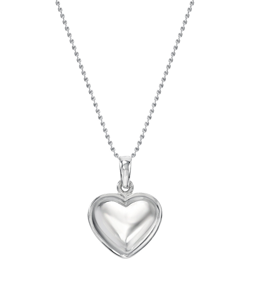 Sterling Silver Personalized Puff Heart Pendant Necklace