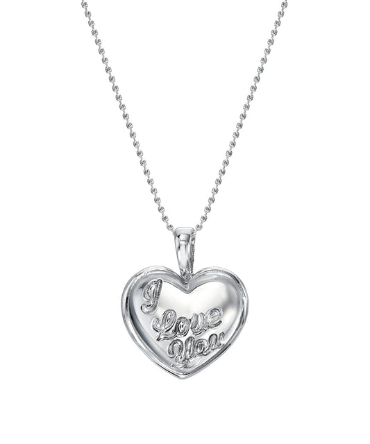 Sterling Silver Puff Heart Pendant Necklace