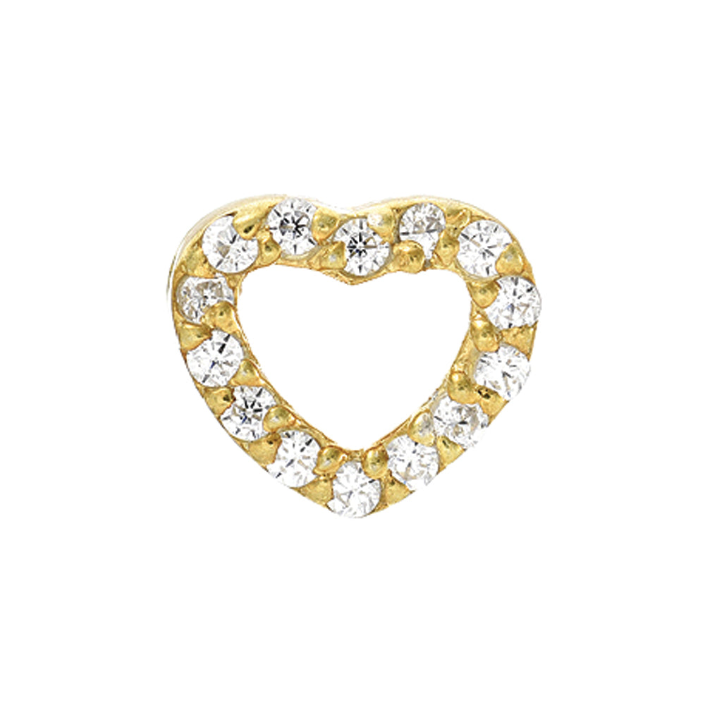 14KT Yellow Gold 0.06 ct Diamond Pave Heart Single Stud