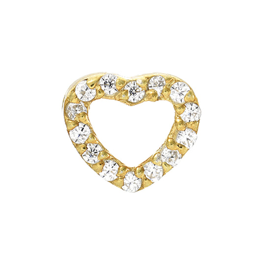14KT Yellow Gold 0.06 ct Diamond Pave Heart Single Stud