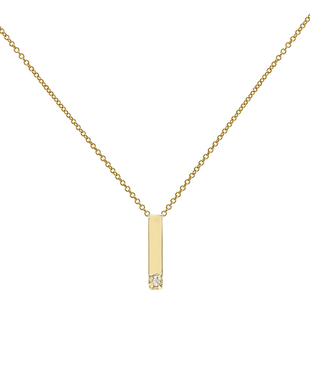 14KT Yellow Gold Initial Diamond Necklace 0.005 CT
