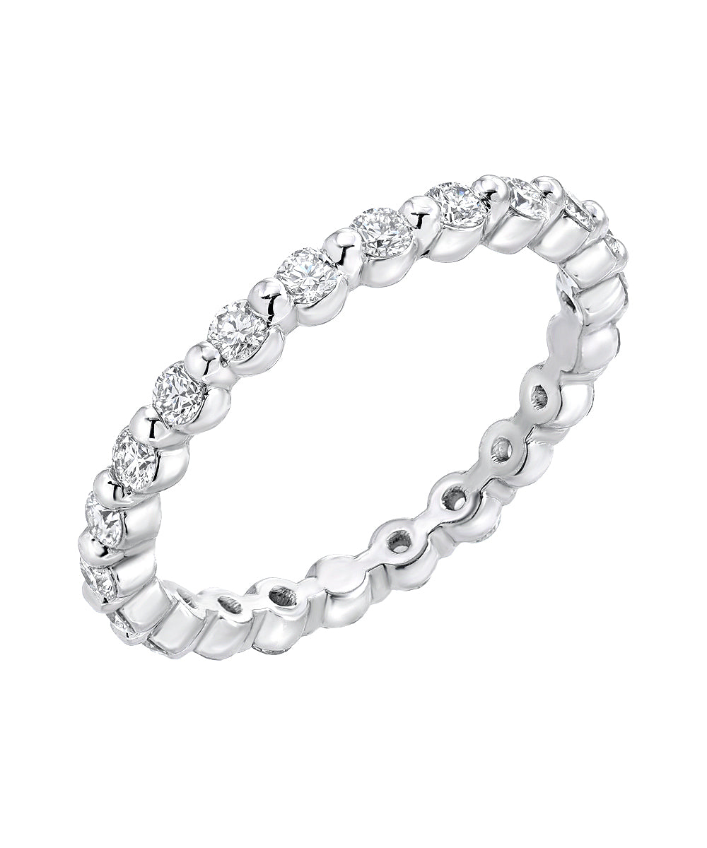 14KT Gold Round Lab Grown Diamond Shared Prong Eternity Ring
