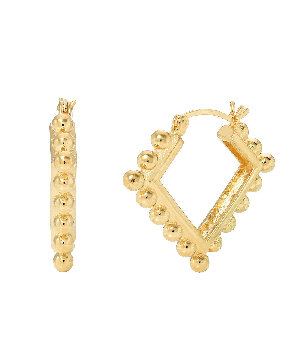 Sterling Silver Gold Plate Diamond Circle Studded Hoops