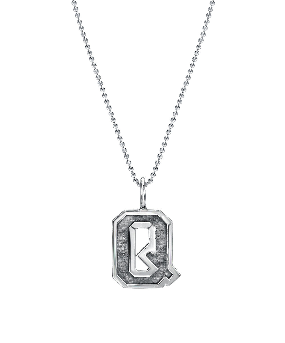 Sterling Silver Varsity Letter Personalized Initial Charm Necklace