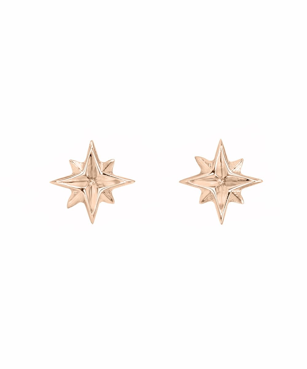 14 Karat Gold North Star Stud Earrings