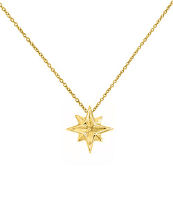 14 Karat North Star Pendant Necklace, 16"