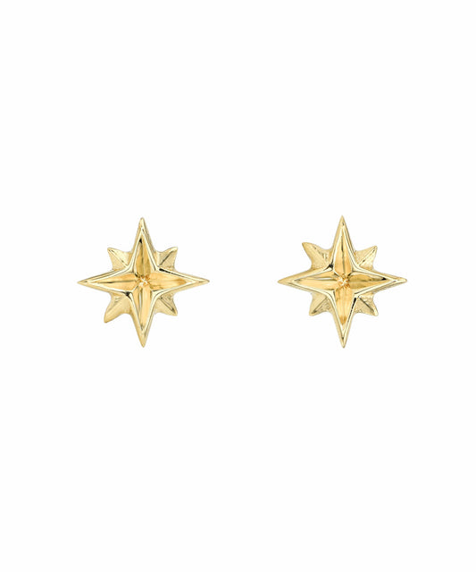 14 Karat Gold North Star Stud Earrings