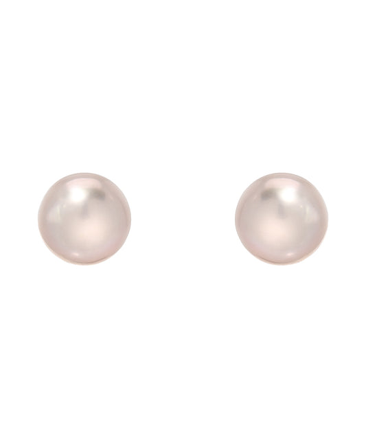 Pink Freshwater Cultured Sterling Silver AAA Button Pearl Earrings