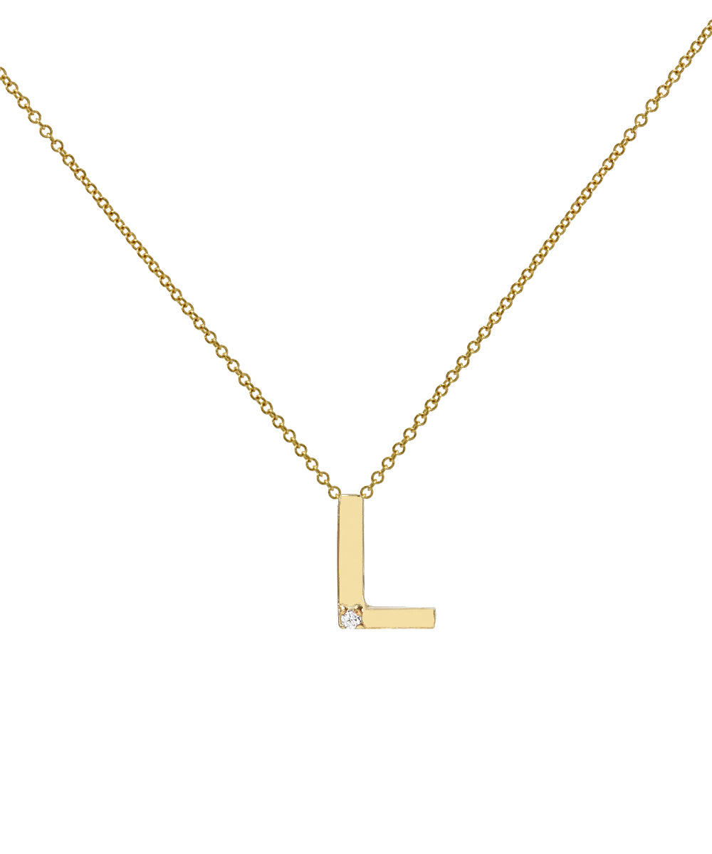 14KT Yellow Gold Initial Diamond Necklace 0.005 CT