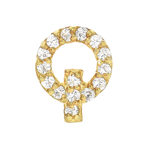 14KT Yellow Gold 0.07 ct Diamond Pave Power Single Stud