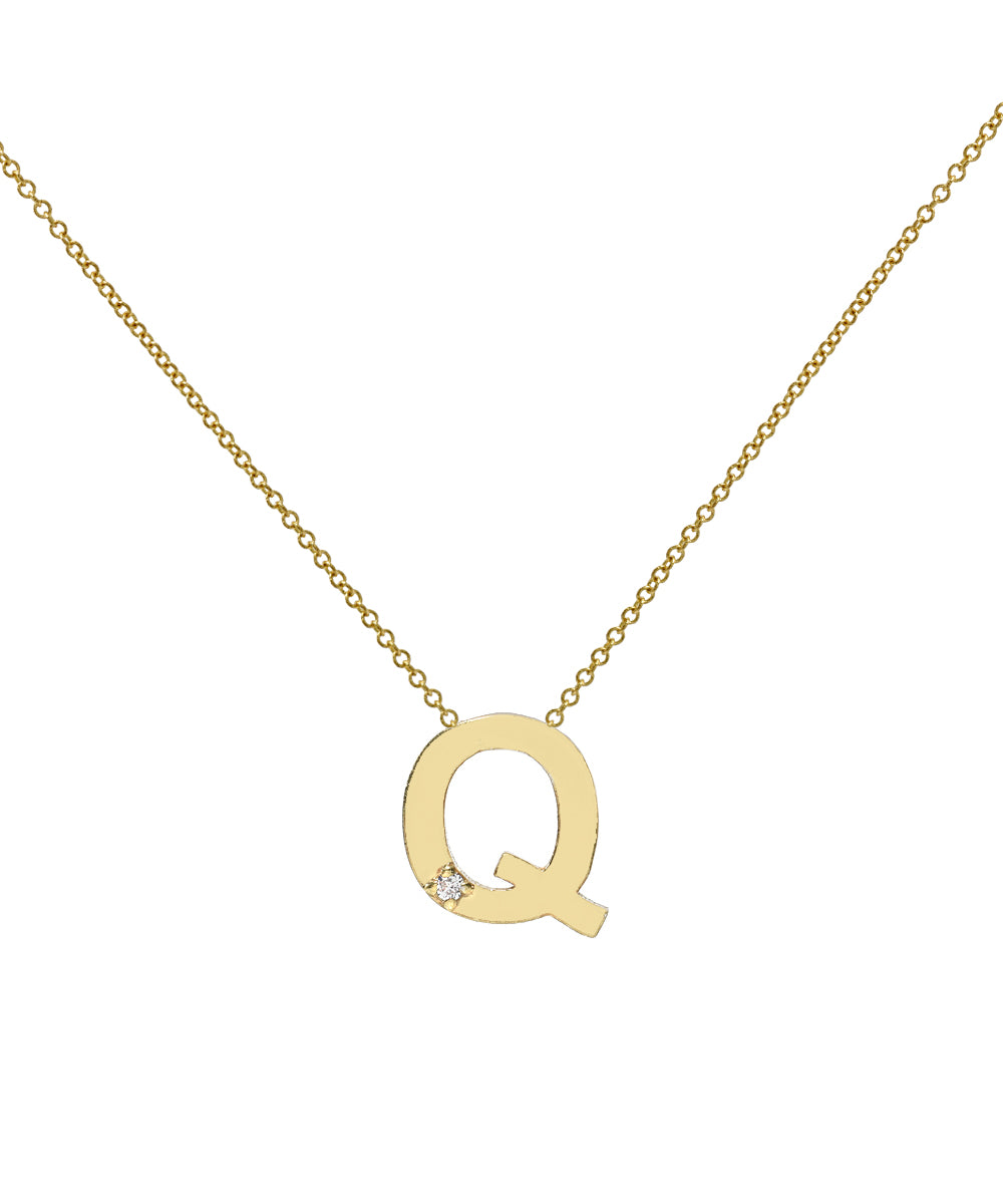 14KT Yellow Gold Initial Diamond Necklace 0.005 CT