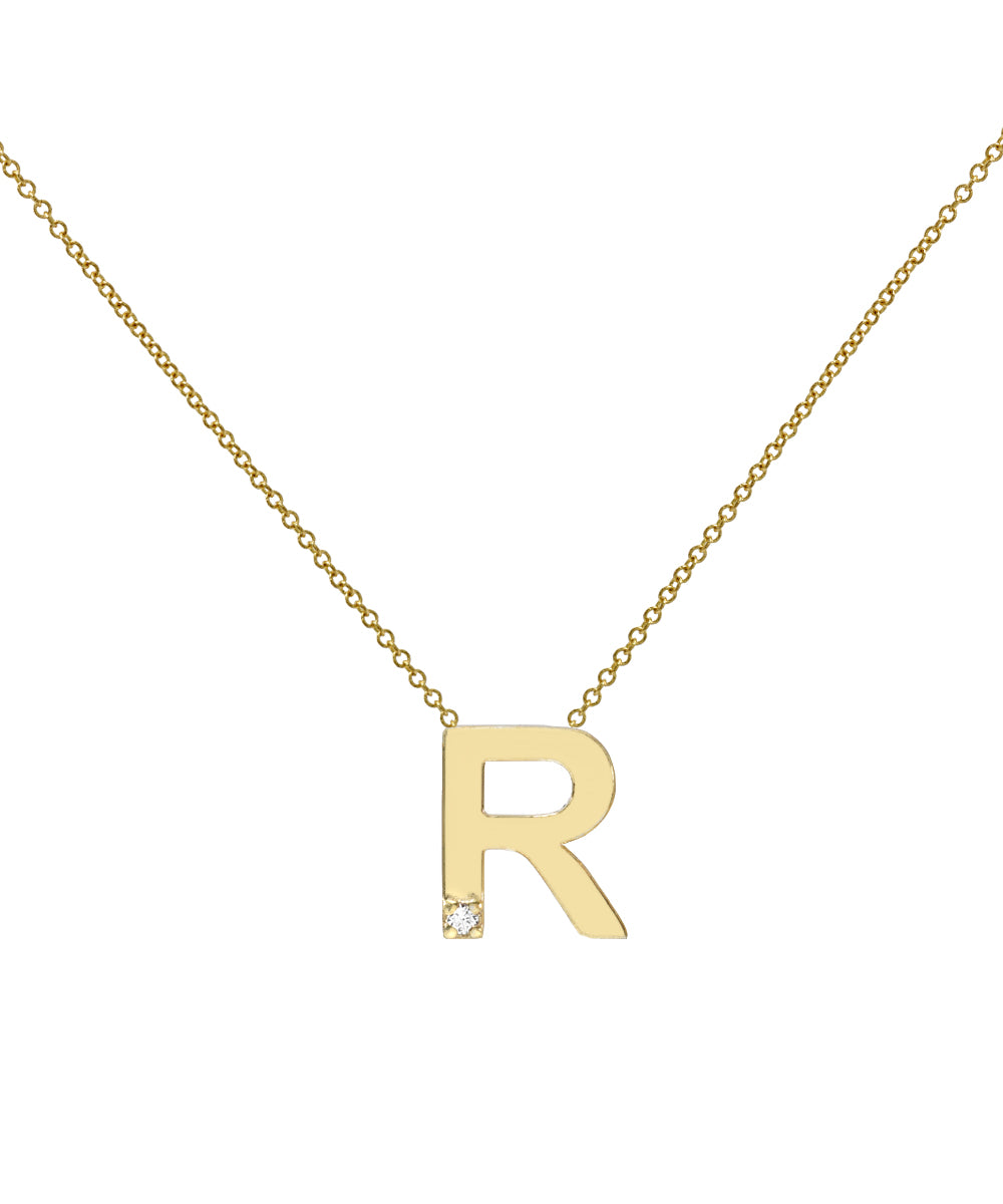 14KT Yellow Gold Initial Diamond Necklace 0.005 CT