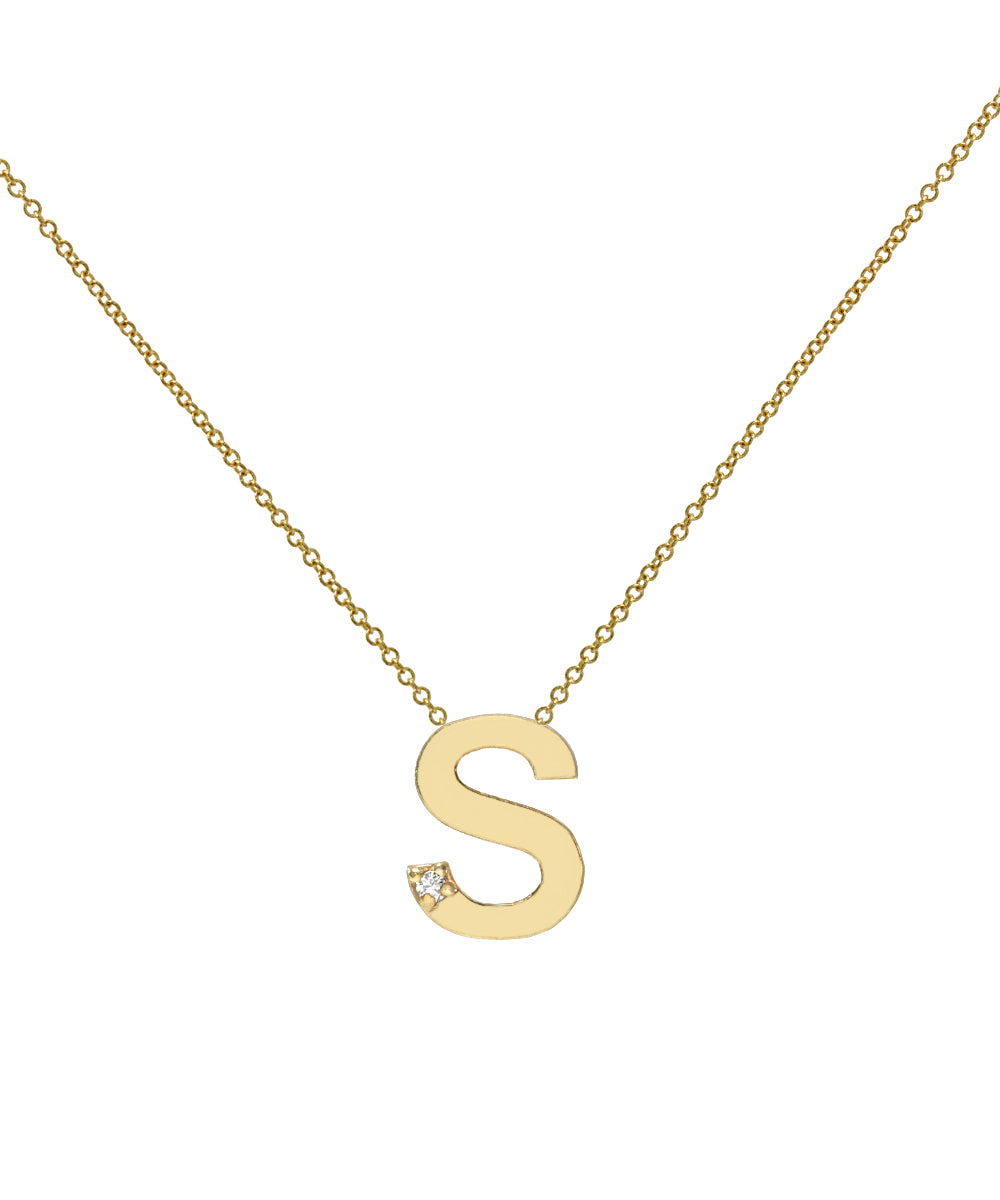 14KT Yellow Gold Initial Diamond Necklace 0.005 CT