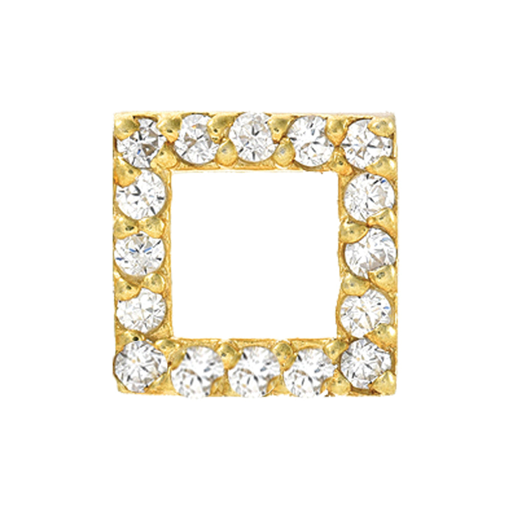 14KT Yellow Gold 0.08 ct Diamond Pave Square Single Stud