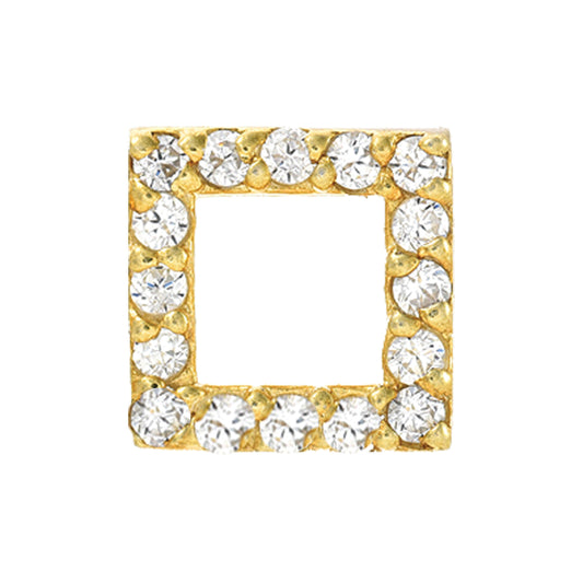 14KT Yellow Gold 0.08 ct Diamond Pave Square Single Stud