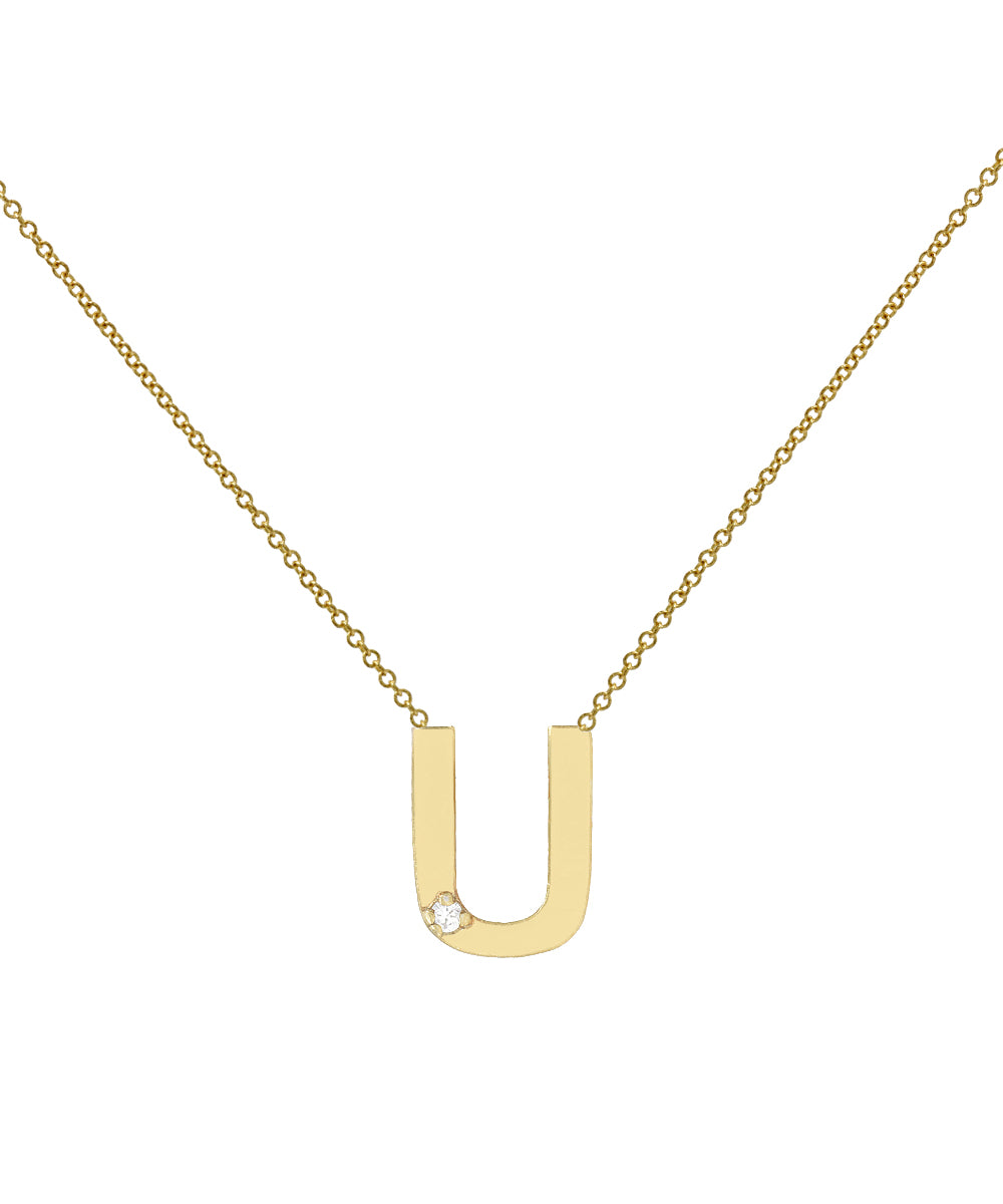 14KT Yellow Gold Initial Diamond Necklace 0.005 CT