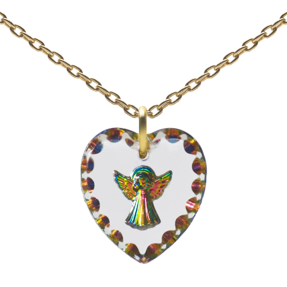 Sterling Silver Gold Plate Glass Heart Pendant