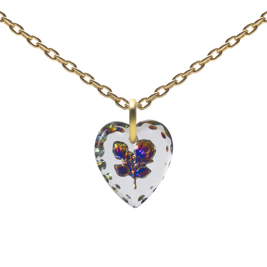 Sterling Silver Gold Plate Glass Heart Pendant
