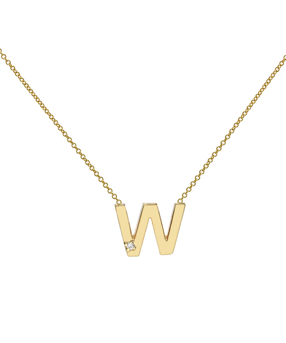 14KT Yellow Gold Initial Diamond Necklace 0.005 CT