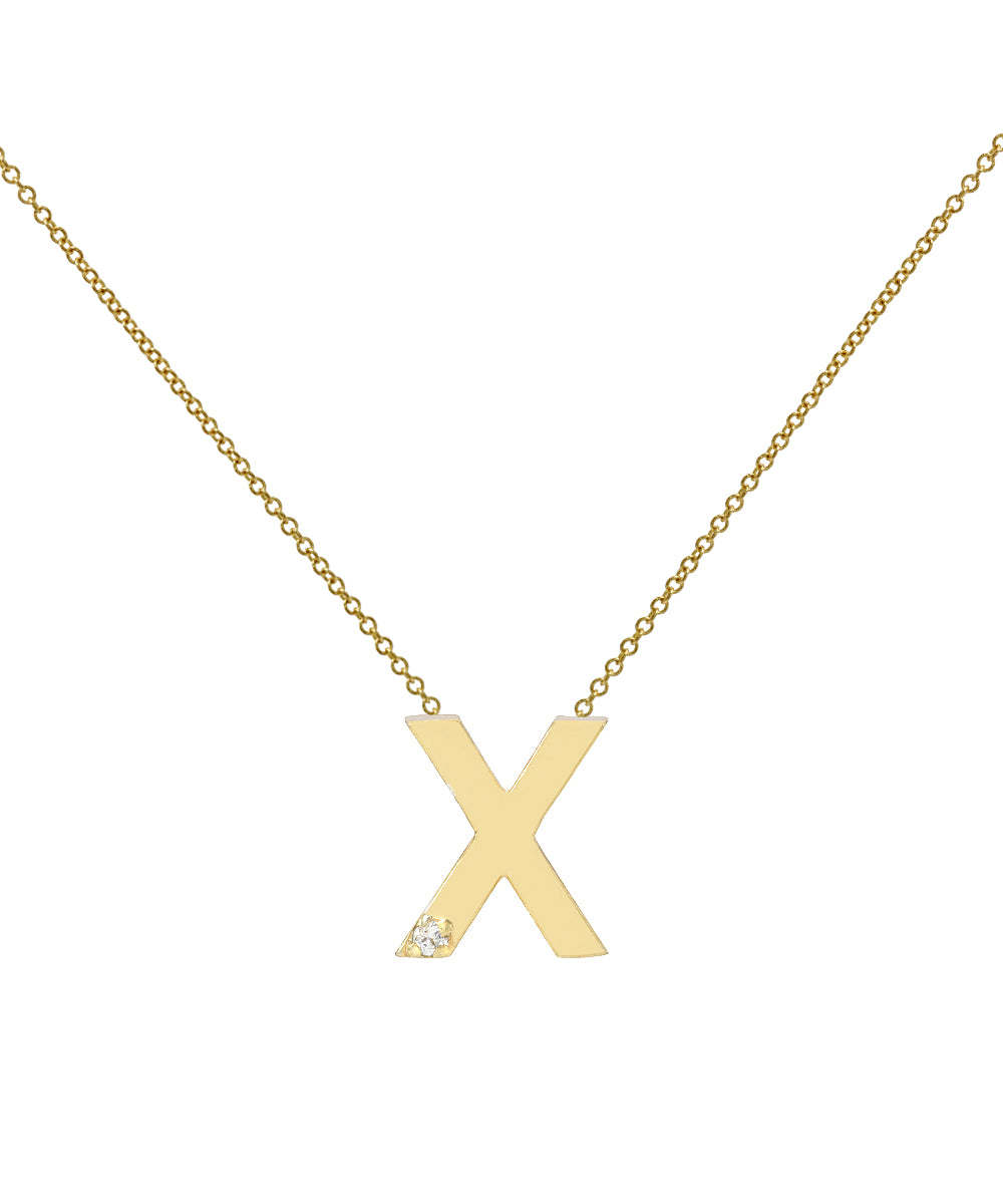 14KT Yellow Gold Initial Diamond Necklace 0.005 CT