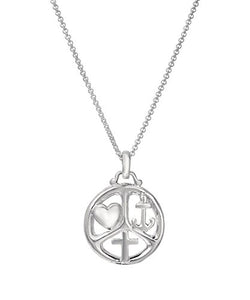 Sterling Silver Love Strength Faith Pendant Necklace, 18"