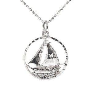 Sterling Silver Sailing Pendant Necklace, 18"