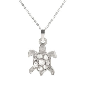 Sterling Silver Turtle Pendant Necklace, 18"