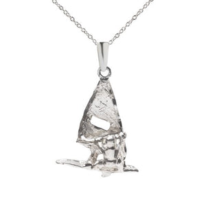 Sterling Silver Windsurfing Pendant Necklace, 18"