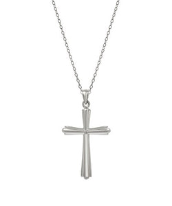 Sterling Silver Embossed Cross Pendant Necklace, 18"