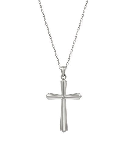 Sterling Silver Embossed Cross Pendant Necklace, 18