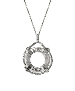 Sterling Silver Life Preserver Pendant Necklace, 18"
