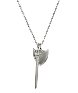 Sterling Silver Sword and Shield Pendant Necklace, 18"