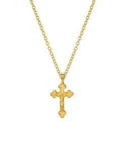 14 Karat Yellow Gold Crucifix Cross Pendant Necklace, 18"