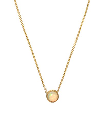 14 Karat Yellow Gold and Fire Opal Orb Necklace