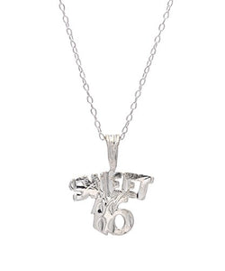 Sterling Silver Sweet 16 Pendant Necklace, 18"