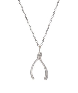 Sterling Silver Wishbone Pendant Necklace, 18"