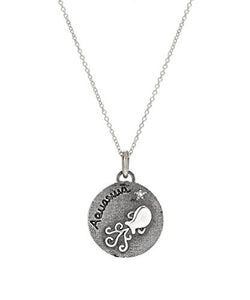 Sterling Silver Reversible Zodiac Diamond Pendant Necklace, 18"