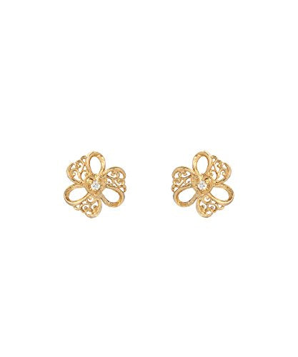 14 Karat Yellow Gold and Diamond Celtic Earrings