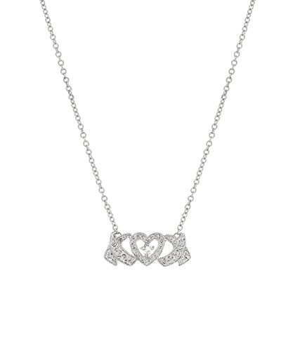 14 Karat White Gold and Diamond XO Necklace, 18