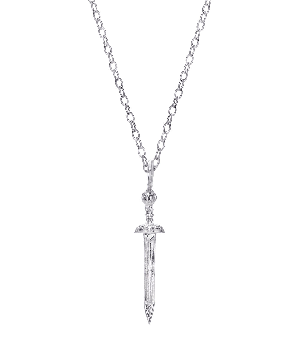 14KT Yellow Gold Gladius Sword Pendant, 18"