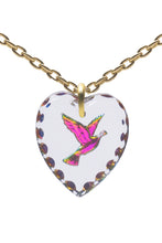 Glass Heart Pendant Necklace 18" – Gold Plated Sterling Silver - 0.80"