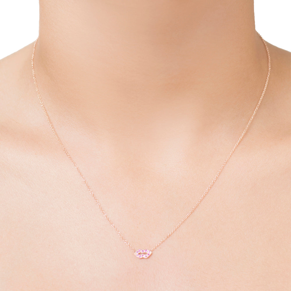 14K Gold PavÃ© Lips Necklace 16" Pendant Necklace