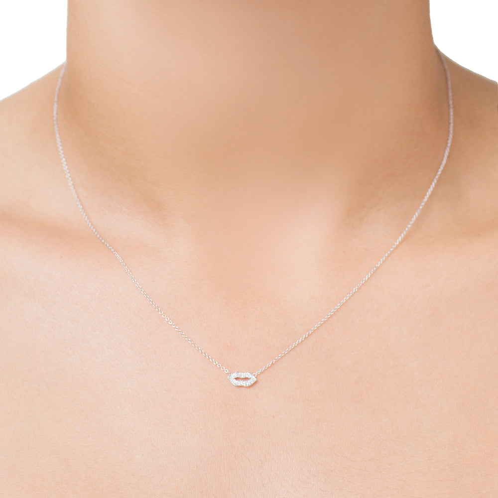 14K Gold PavÃ© Lips Necklace 16" Pendant Necklace