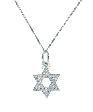 Sterling Silver Star of David Pendant Necklace, 18