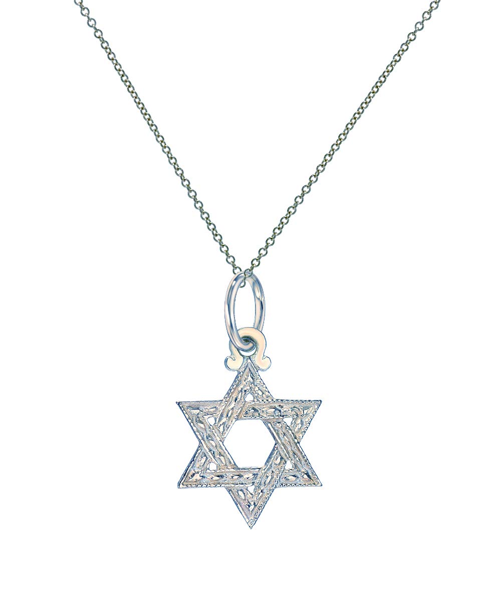 Sterling Silver Star of David Pendant Necklace, 18